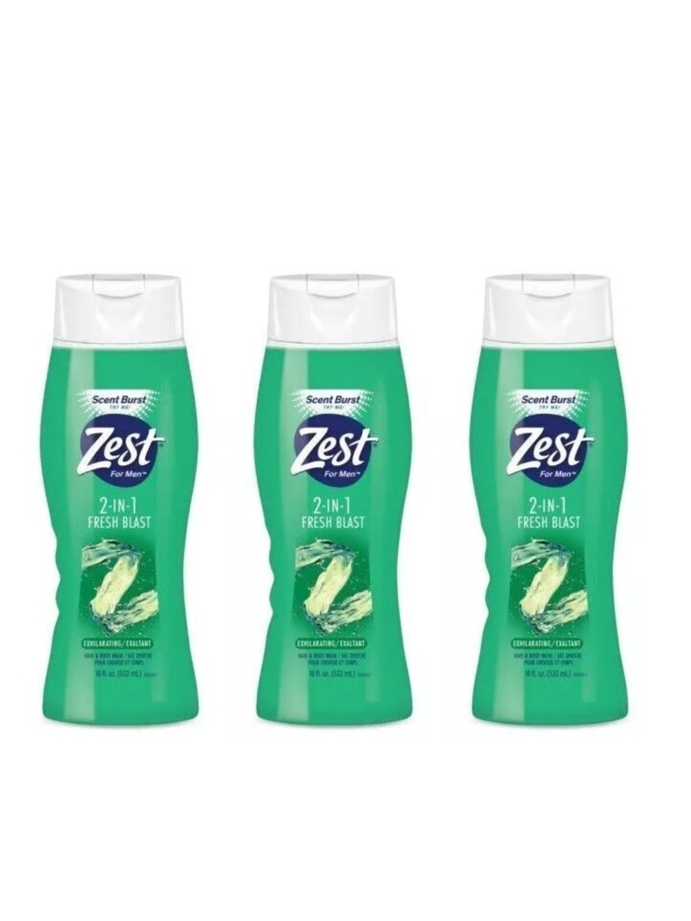 For Men 2-in-1 Fresh Blast Body Wash - Green 3 Pack
